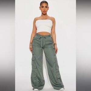 FASHION NOVA Break It Off Pinstripe Cargo Pant
